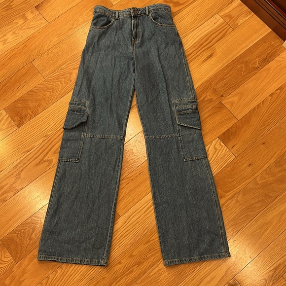 ZARA Denim Cargo Pants - Picture 1 of 12